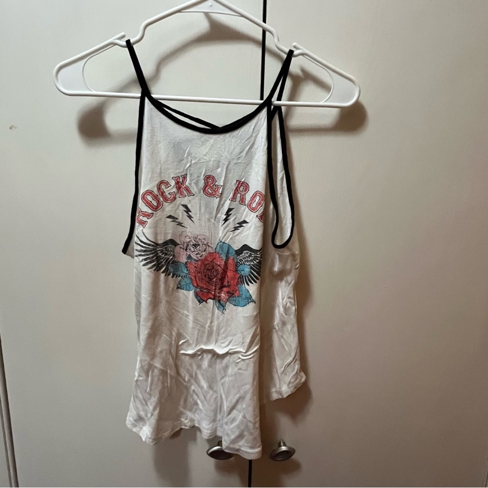 Ganni Cream Sleeveless Graphic Tank Top